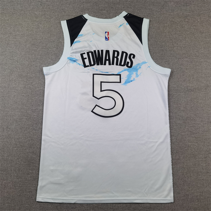 Men Minnesota Timberwolves 5 Edwards white 2024 2025 NBA jersey